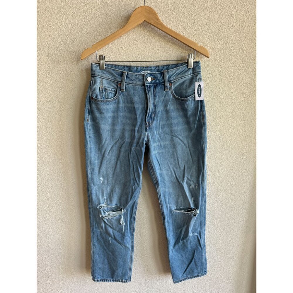 High-Waisted Slouchy Straight Cropped Ripped Jeans - Picture 4 of 7